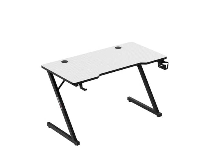 huzaro Hero 2.5 Bureau Gaming Ergonomique\, Poste PC Gamer\, Design Moderne Panneau Structure Carbon\, Construction Solide\, 120x60cm\, Crochet Casque et Porte gobelet\, Blanc