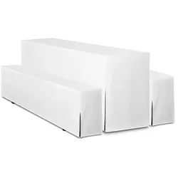 TexDeko Hussen für Bierzeltgarnitur Premium blickdicht 3TLG SET Biertischhusse 220x50cm Festzeltgarnitur, Weiß