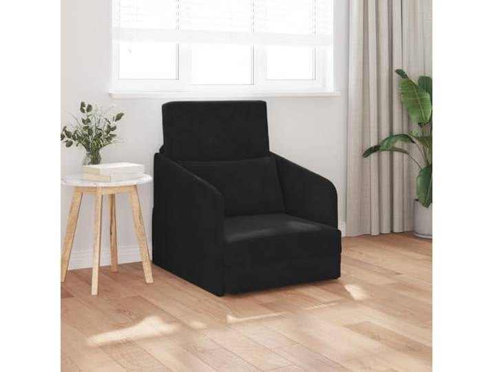 HEFZGDB Boden Sofa Bett 2-in-1 Schwarz 65x80x83 cm Samt Mehrfachnutzung Verstellbare Armlehnen Fleckenresistentes Material Kompakte Größe Wohnzimmer Möbel
