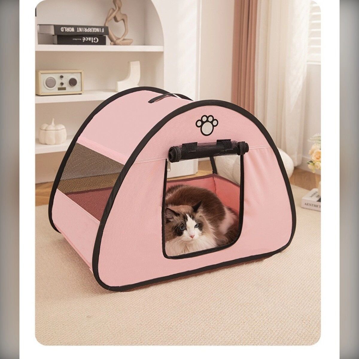 INF Ganzjahres-Katzen-Mutterschaftszelt – kratzfestes Material, stabiler Rahmen, multifunktionales Katzen- und Kleinhund-Nest Rosa