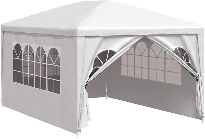 Pavillon Zelt Partyzelt 3x4 m Weiß, Gartenpavillon Stabil Gartenzelt für Strand Hochzeit Camping LH2A