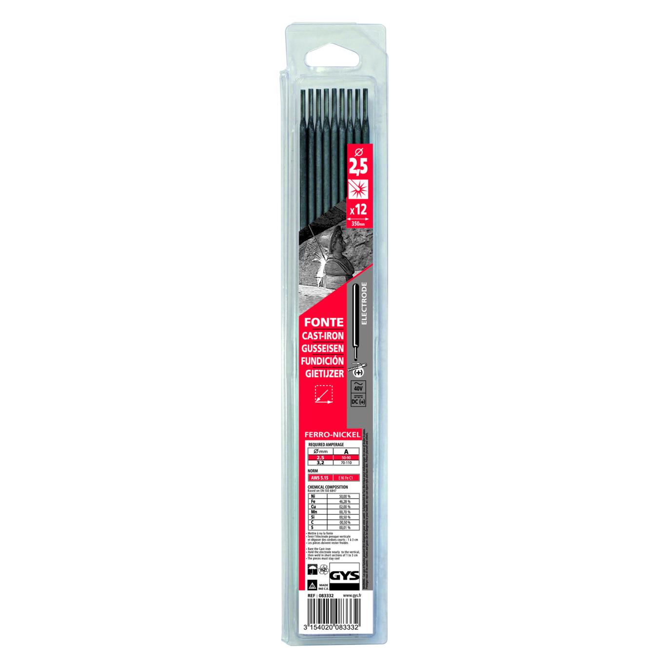 GYS Stabelektroden, 12 Stk., 2.5 mm, Guss (083332)