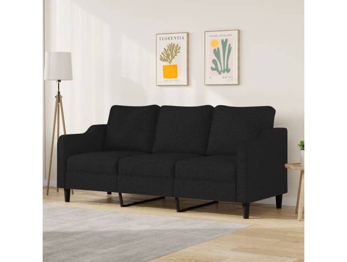 Canapé à 3 places-Mobilier de Salon Noir 180 cm Tissu 522994