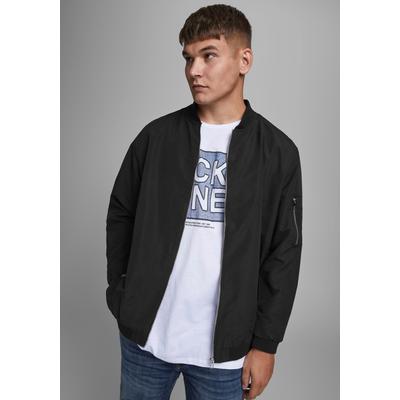 Bomberjacke "RUSH BOMBER", Herren, Gr. 3XL, schwarz, Web, Obermaterial: 100% Polyester, JACK & JONES PLUSSIZE, normal normal, ohne Ausschnitt, Rippbündchen, Jacken Bomberjacke, Bis Größe 6XL