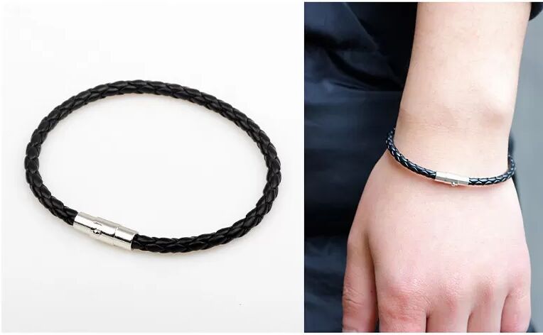 INF Schwarzes Lederarmband mit Magnetverschluss
