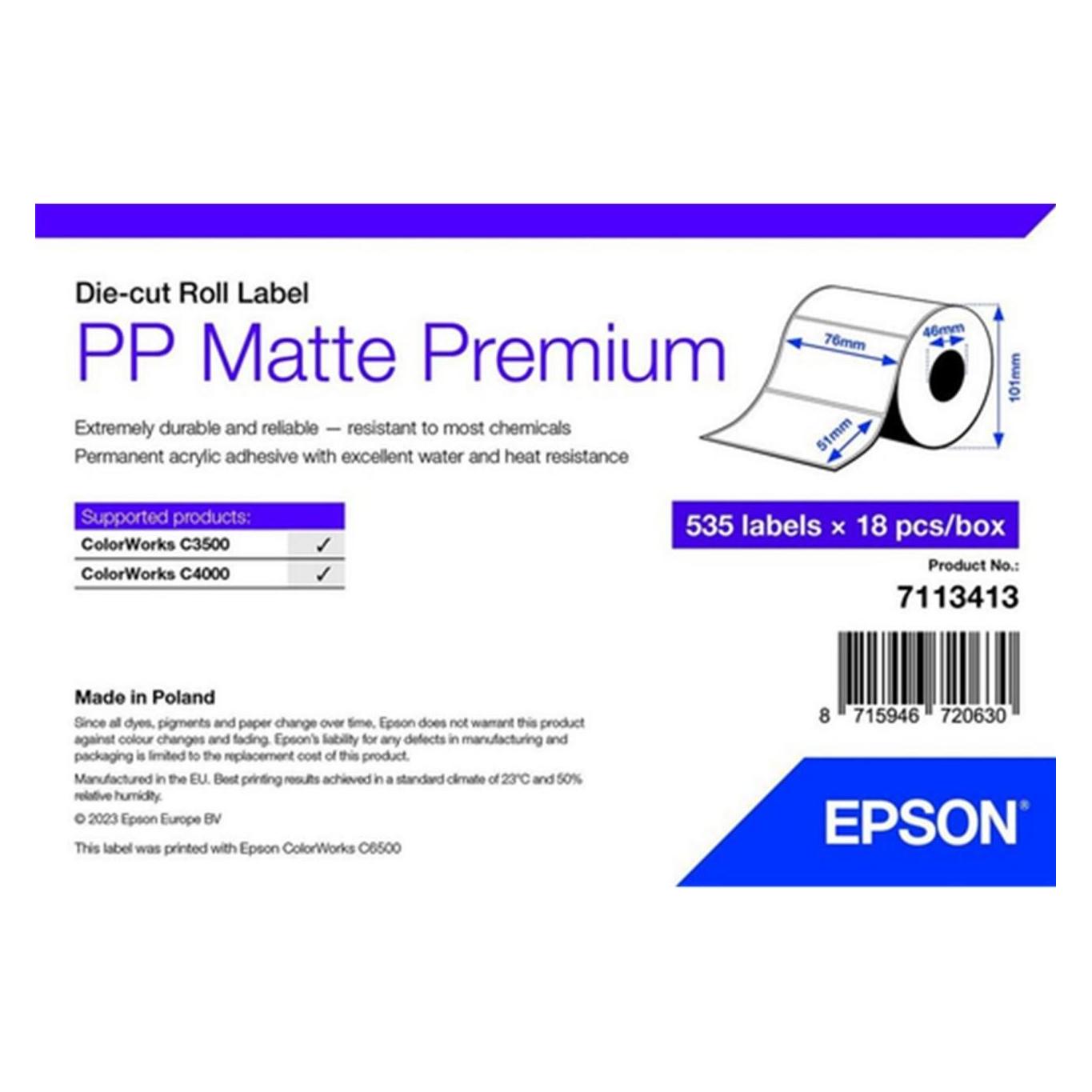 Epson Pp Matte Label Prem Die-Cut (76 mm) (7113413)