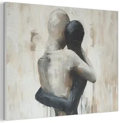 AKUSTIKBILD Abstrakt - Liebe - Schwarz und weiß - Modern Gemälde 80x60 cm