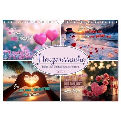 HERZENSSACHE Liebe und Dankbarkeit schenken (Wandkalender 2027 DIN A4 quer), CALVENDO Monatskalender