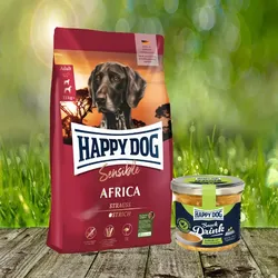 Happy Dog Supreme Sensible Africa 12,5 kg + Happy Dog Snack Drink mit Hähnchenfleisch und Gemüse *geschenkt*