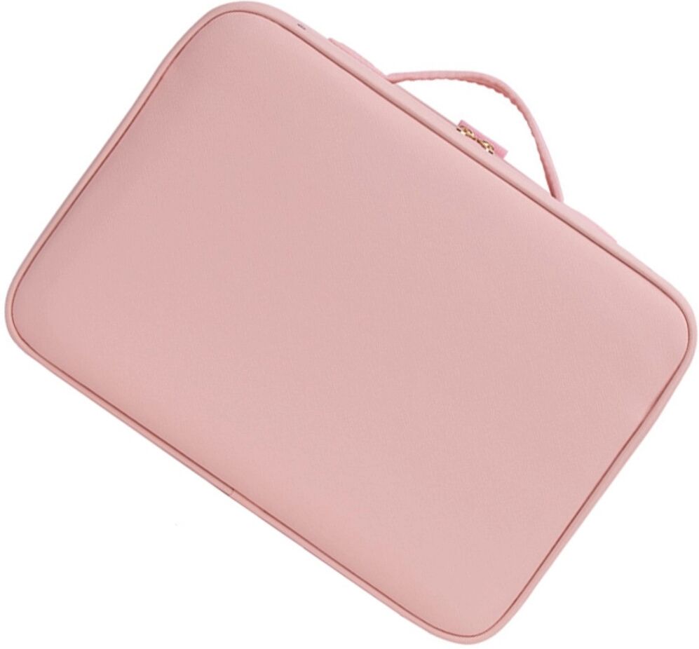 INF LED-Make-up-Tasche mit integriertem Akku, USB-aufladbar, einstellbarer Farbtemperatur und abnehmbarem Spiegel – Großer Rosa