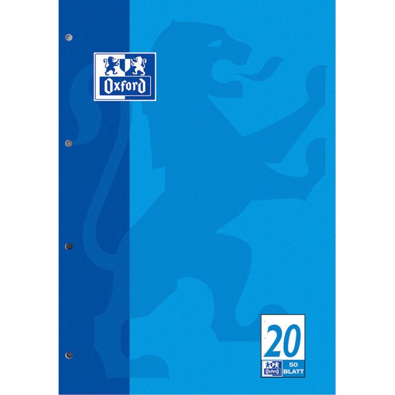 OXFORD Briefblock Schule gelocht DIN A4 blanko Lineatur 20