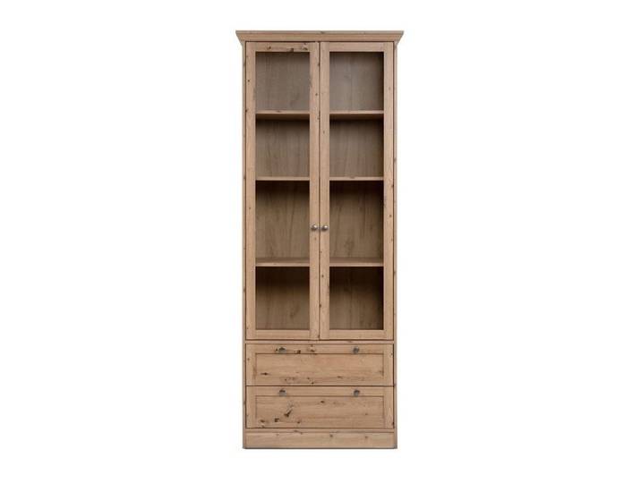 CALICOSY - Vitrine avec 2 portes vitrées et 2 tiroirs L80 cm - TIMBER - Chêne