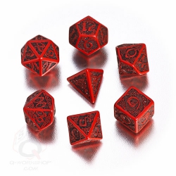 Q-Workshop Celtic 3D Revised Würfel-Set - 7 Stück - rot und schwarz 257527