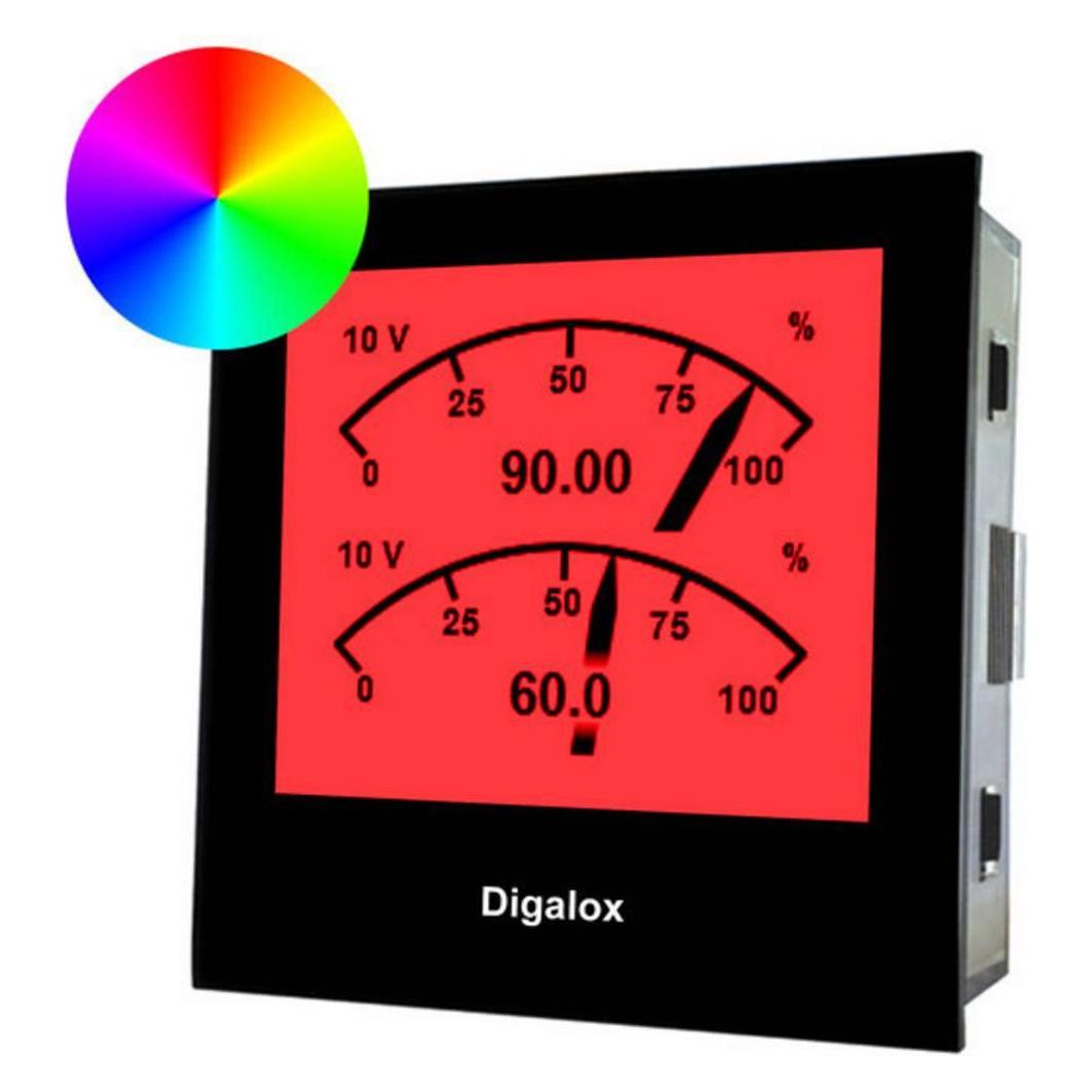 TDE Instruments Digitales Einbaumessgerät Digalox Grafisches DIN Messgerät für 2x 0/2 10VDC mit Mehrfachanzeige R (DPM72-MPPV)