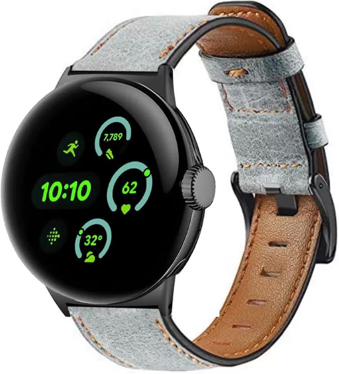 INF Echtes Lederarmband für Google Pixel Watch 3 (45 mm) - Grau