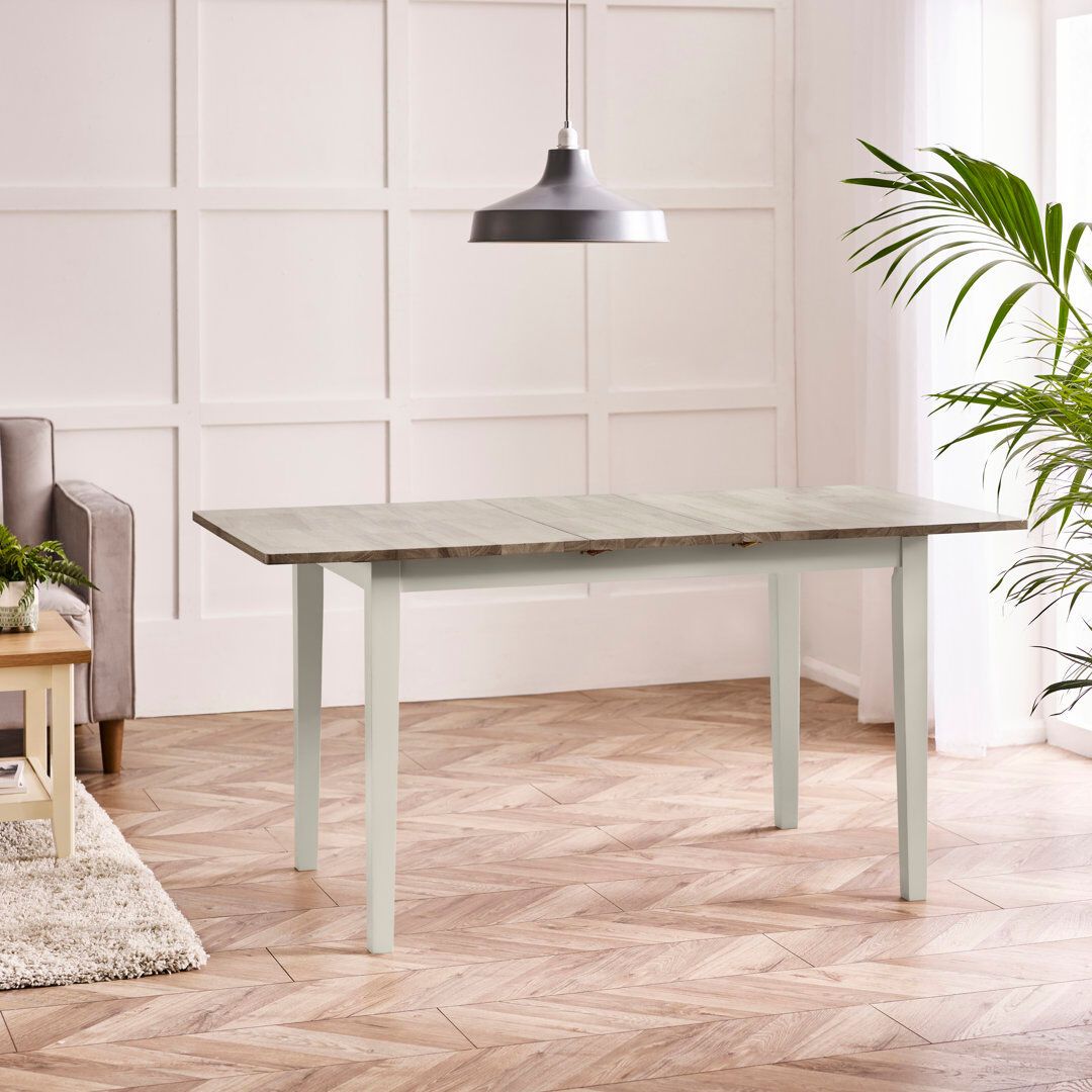 Marlow Home Co. Alissah Solid Wood Farmhouse Extendable Dining Table - Traditional Rustic Kitchen Style Whitewash