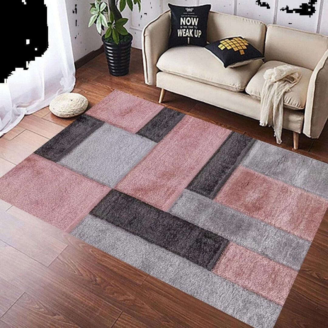 Metro New Large Shaggy Area Rugs Hallway Pink Rectangle 60 x 110cm