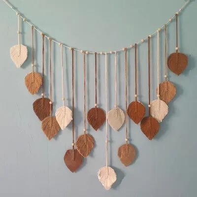 Youfap Market Boho Home Decoration, Macrame Tapestry Wall Hanging For Living Room, Bedroom, Macrame Leaf Feather Art coffee