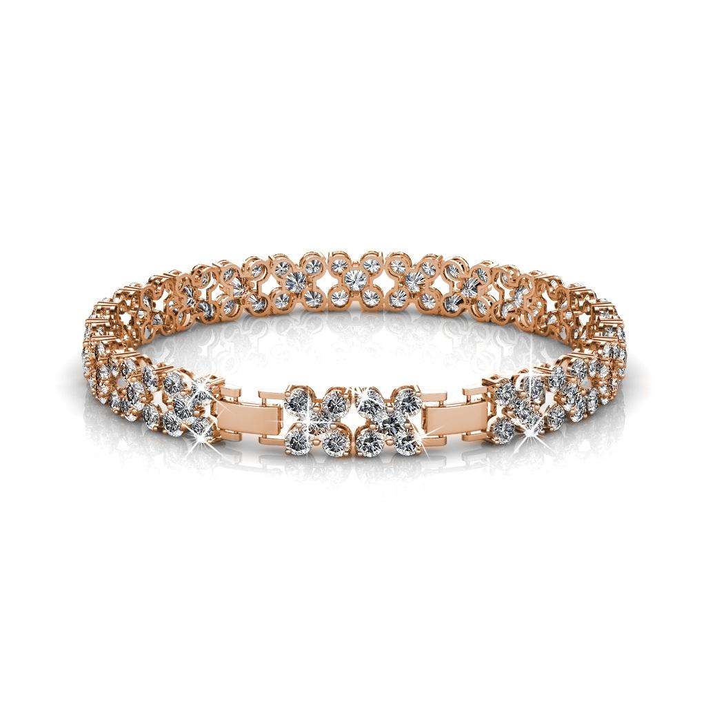 Bloemige armbanden - Roségoud en kristal