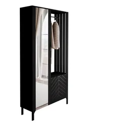 GARDEROBE LUMI mit Spiegel, Schwarz