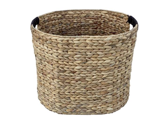 Landscape Regalkorb, Naturfarben, Metall, Leder, Naturmaterialien, Lederlook, 49 l, zylindrisch, 33x37x44 cm, Handmade in Vietnam, Ordnen & Aufbewahren, Korb, Regalkorb