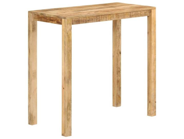 furnicato Bartisch aus Vollholz und Eisen, 112 x 55 x 108 cm, Naturfarben (1-St), Verschleißfester Stehtisch mit dichte Maserung für Küche und Esszimmer