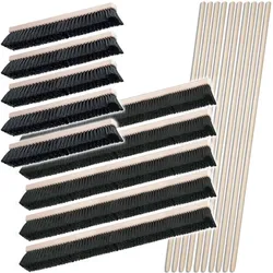 BRB Besen-Set, 10x Saalbesen, Roßhaarmischung, 5X 500 mm, 5X 1.000 mm, 10x Sattelholz-Besenstiel