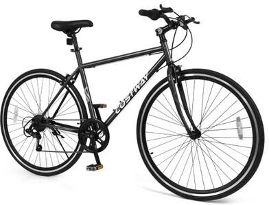 Costway 26 Inch Mountain Bike Adjustable with 6-Speed and All-terrain Rubber Wheels-Black