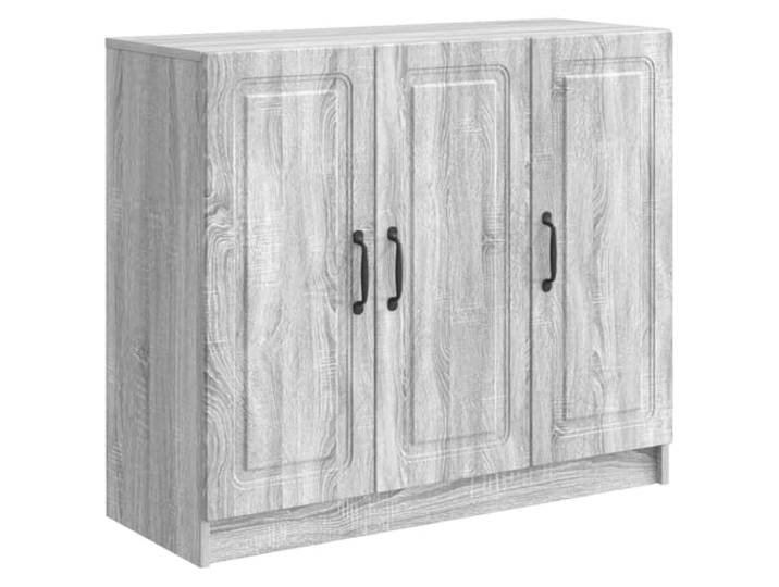 GHVBNMF Sideboard Graues Sonoma 89x34,5x77 cm Kommode mit Türen Kompakter Beistellschrank im Industrie-Design für Wohnzimmer und Schlafzimmer mit Metallgriffen und 3 Türen.