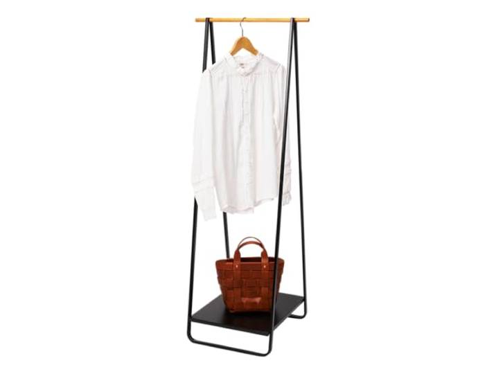 YAMAZAKI 2298 TOWER Coat Rack\, black\, Steel/Wood\, 52 x 47 x 140 cm