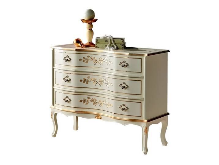JVmoebel Kommode Italienischer Barock Schrank aus Echtholz in strahlend weiß (1 St), Made in Europa