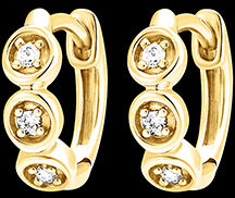 Edenly Creolen Frische - Trio Diamanten - 18 Karat Gelbgold und Diamanten