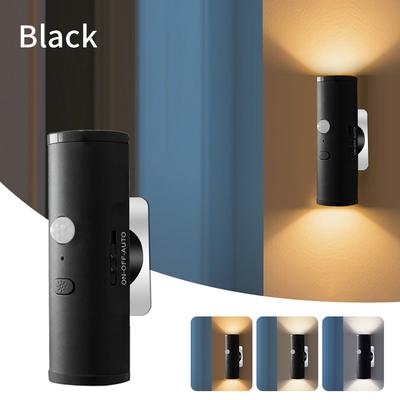 Friendly Fresh Finds Rechargeable Motion Sensor Wall Light Wireless LED Wall Sconce With Color Temperatures black