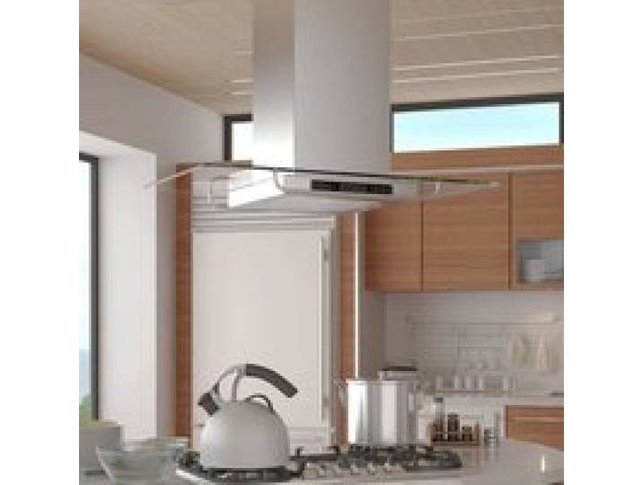 Hotte décorative - OVONNI - Affichage LCD - Tactile - 750 m³/h - Argenté