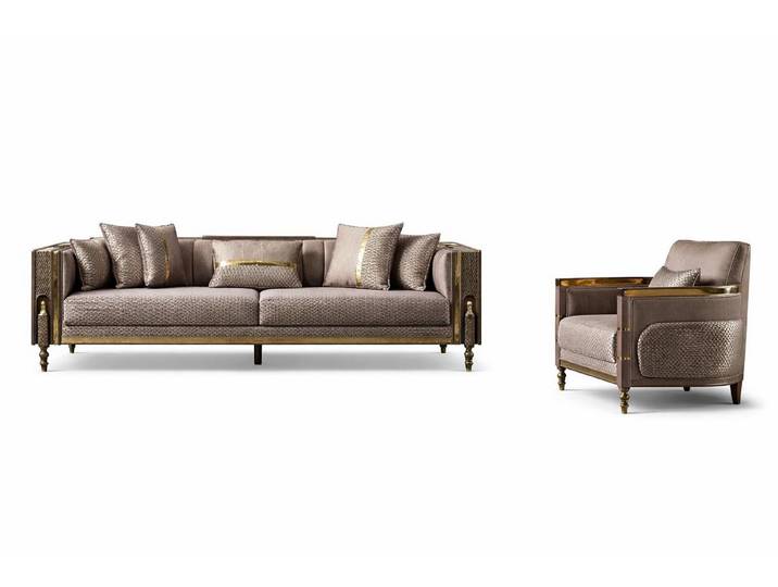 JVmoebel Sofa Wohnzimmer-Set 4-Sitzer-Sofa Sessel Art Deco Stil Weiches Sofa Neu, 2 Teile