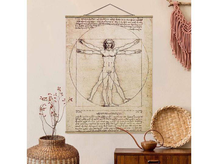 Tableau déco Da Vinci Tissu Marron 35 x 47cm