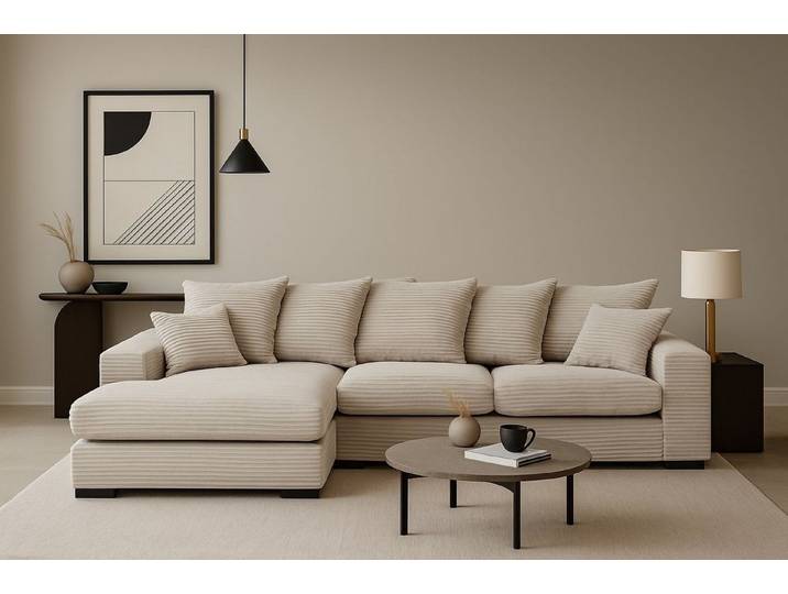 Kaiser Möbel Ecksofa Sofa L-form, Couch L-form Gabon stoff Zoom Ottomane