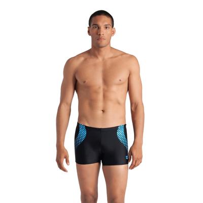 Badehose ARENA "MEN'S ARENA OPENINGS SWIM SHORT", Herren, Gr. 5M, N-Gr, schwarz (schwarz, turquo), Obermaterial: 80% Polyamid, 20% Elasthan, Badehosen Badehose, mit UV-Schutz UPF50+, schnelltrocknend, atmungsaktiv