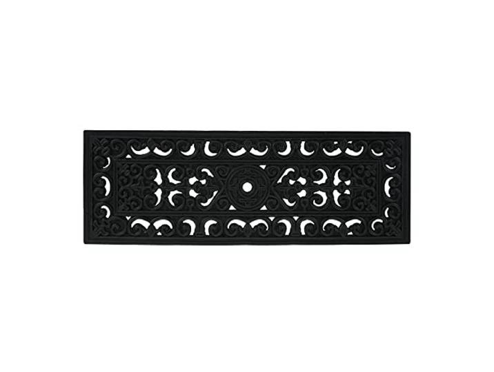 Relaxdays Paillasson de Marche Caoutchouc\, Tapis Porte entrée\, extérieur\, intérieur\, Ornement\, antidérapant\, 75x25\, Noir