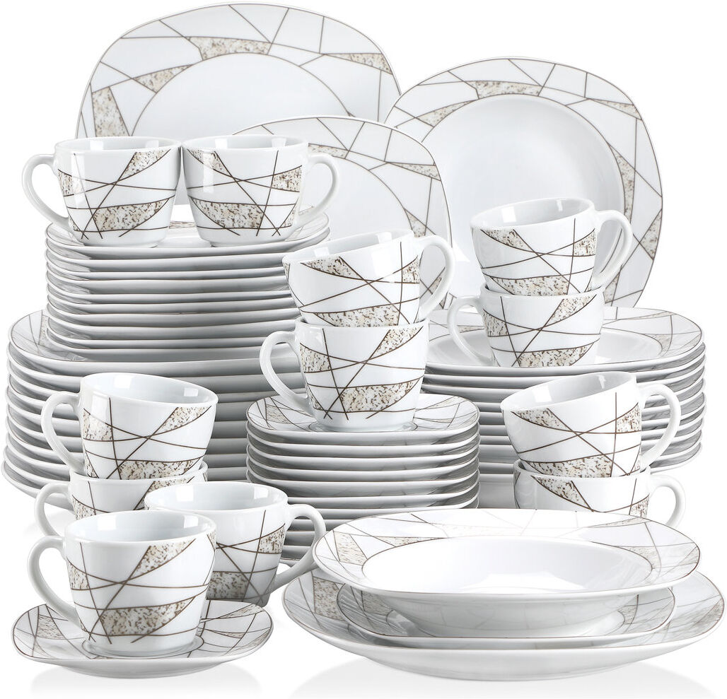 Vancasso 60 Piece Dinnerware Set, Service for 12 White 60