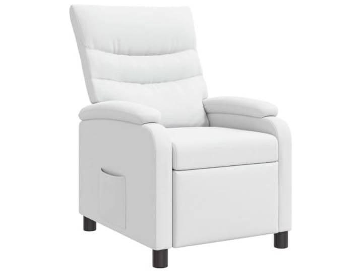 YUTAASU Recliner Chair White Faux Leather Adjustable Backrest 115-160 Degree Recline, Sturdy Frame, Plush Cushion, Modern Living Room Accent