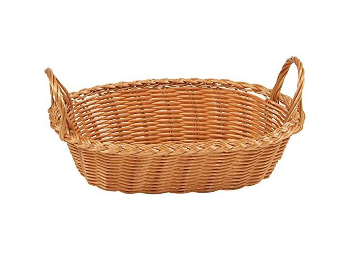 Kesper 17836 broodmand met handvat van kunststof vlechtwerk, 29 x 18 x 13 cm, bruin