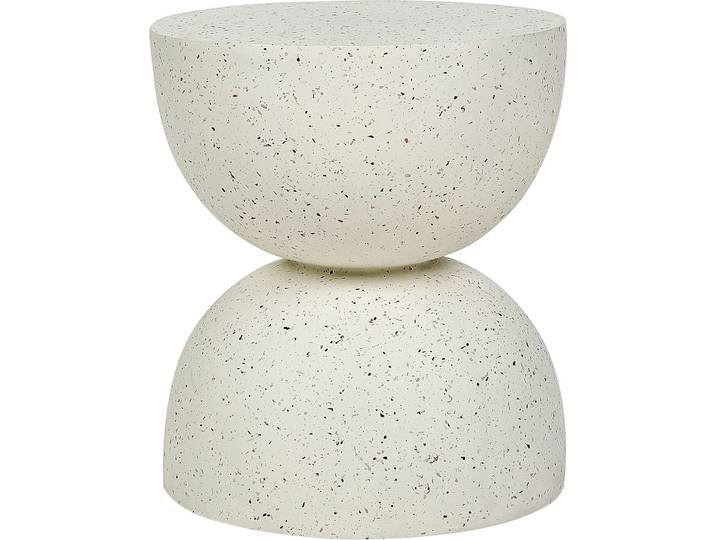BELIANI Beistelltisch Cremeweiß Leichtbeton u. Glasfaser Rund ⌀ 40 cm Terrazzo Optik Sanduhrform Modern Outdoor Couchtisch Wohnzimmer Ausstattung