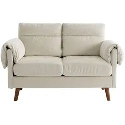 2-SITZER-SOFA aus beigem Chenille, kompakt und platzsparend