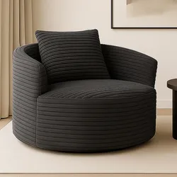 Sessel MCW-P18, Loungesessel Relaxsessel Polstersessel Cocktailsessel, Stoff/Textil Cord (370g/m2) ~ dunkelgrau