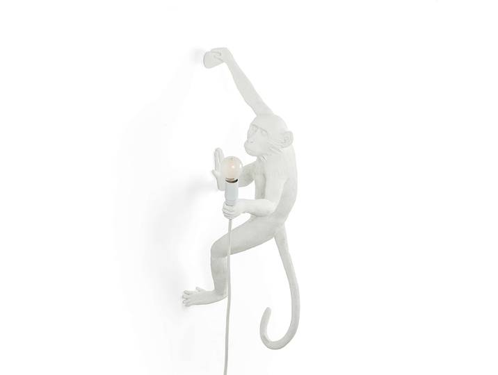 SELETTI lampe murale applique MONKEY LAMP à LED (Blanc, accroché à droite - Résine)