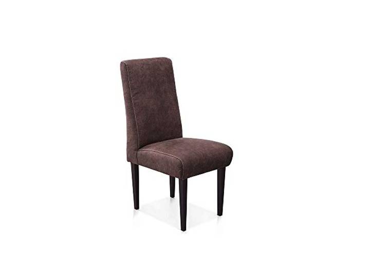CAVADORE Esszimmerstuhl Malm / Polsterstuhl für Küche oder Esszimmer in Lederoptik / Mit Kontrastnaht / Passend zur Küchengarnitur Malm / 48 x 103 x 62 / Mikrofaser: braun