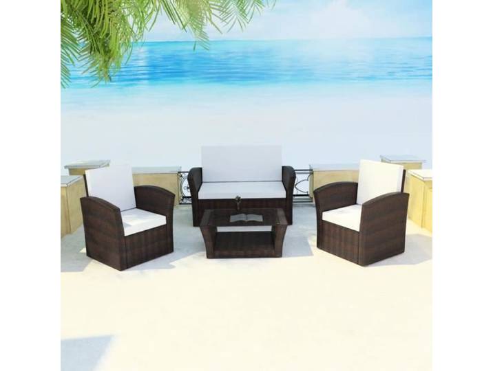 Salon de jardin en résine tressée Marron - VIDAXL - 4 pcs - Mobilier de jardin élégant