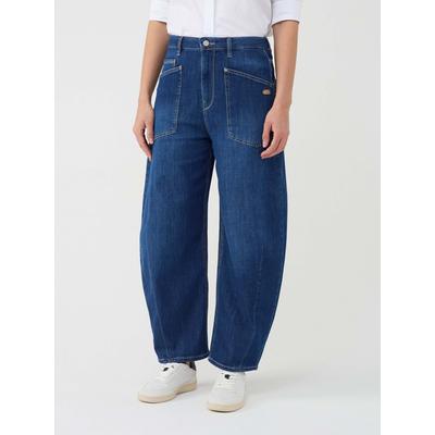 Tapered-fit-Jeans GANG "94ODINA", Damen, Gr. 30, Normalgrößen, blau (midsummer wash), Denim/Jeans, 98% Baumwolle, 2% Elasthan, unifarben, relaxed fit lang, Jeans, mit Abnäher vom Knie bis zum Saum