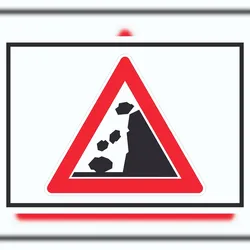 HB-Druck Achtung Steinschlag Symbol Schild A5 (148x210mm)
